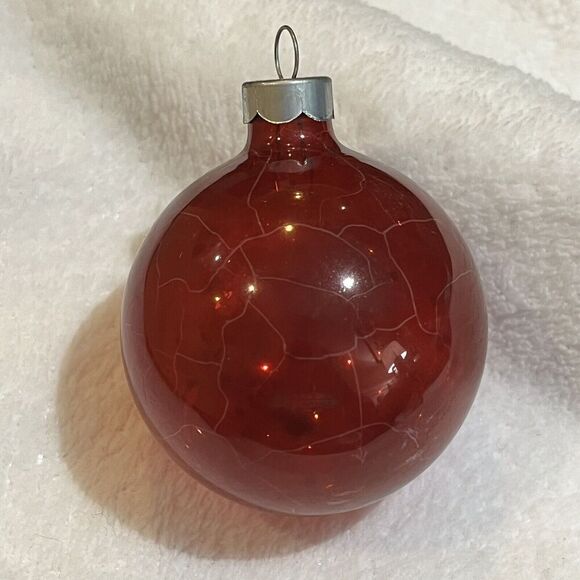 Vtg Unsilvered Red Shiny Brite Ornament 2 5/8" Ball War Era 1940s Translucent - Picture 2 of 8